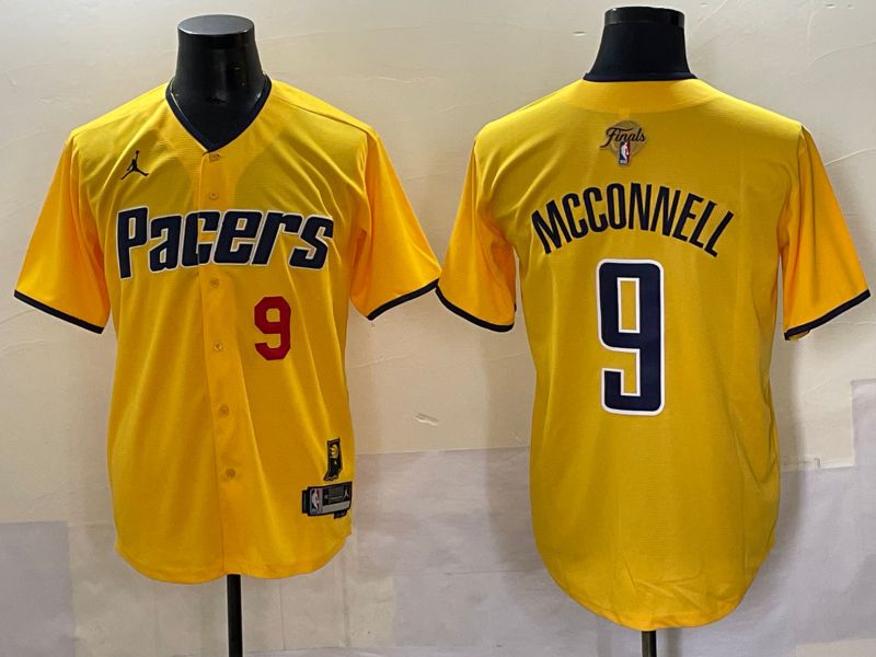 Men 2025 Indiana Pacers #9 Mcconnell Yellow Joint Name NBA Jersey style 25